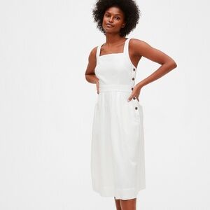 GAP -  Apron Midi Dress In Cotton-Linen Fresh White